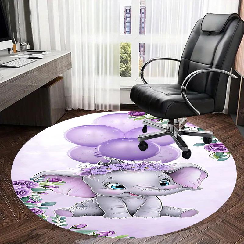 1PC Cartoon Elephant Non-Slip Floor Round carpet, Office, family, bedroom, Large Area Rug Indoor Rugs, Durable Polyester-Z0403