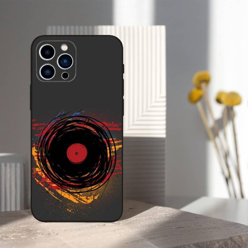 Vinyl Record DJ Art For iPhone 13,16,11,14,17,12,15,Plus,Pro Max,XS,X,XR,SE,Mini,8,7,Phone Case Soft Silicone Black