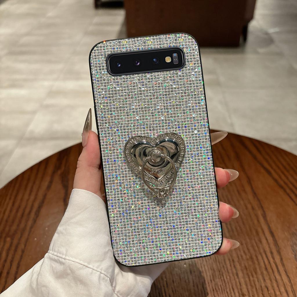 Роскошный блестящий кожаный TPU чехол-подставка в форме сердца для Samsung Galaxy S10 4G 5G Lite Plus Задняя крышка