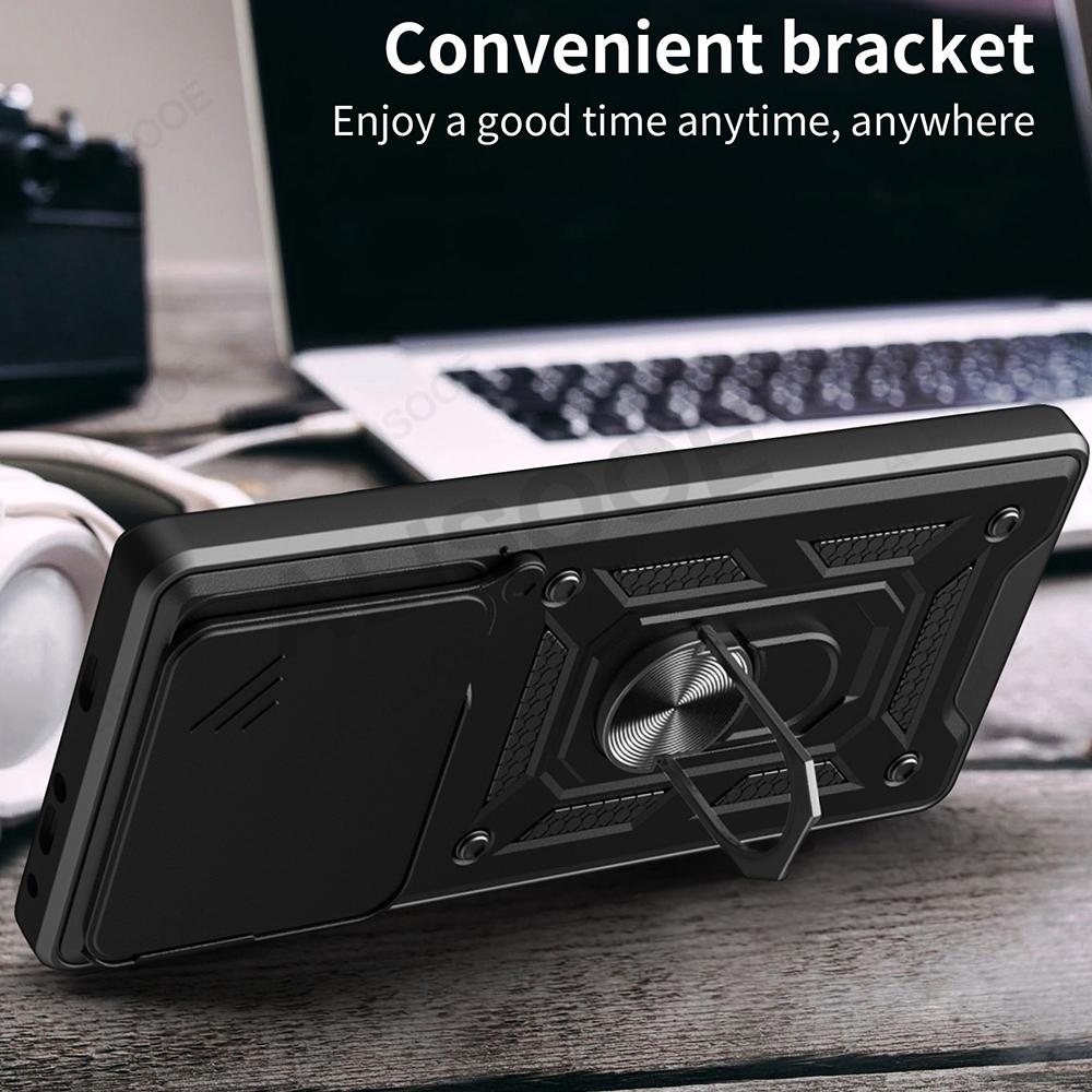 Slide Camera Funda для Infinix Note 40 4G Case Armor Ring Stand Protect Cover для Infinix Note 40 Pro Plus 5G Pro+ Capa