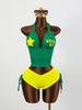 Summer American Streetwear Trendy Halter Neck Sleeveless Short Brazilian Print Fitted Slimming Top and Shorts Set