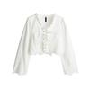 Spring New Women's Clothing Casual Style Puff Sleeves V-neck Hollow Embroider Cotton Shirt Tops 1268146