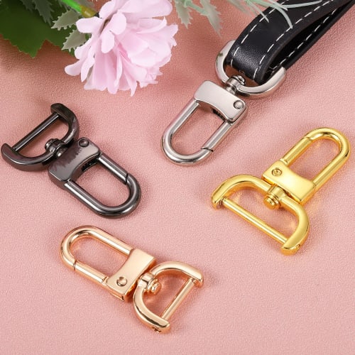 uxcell 4-Piece Swivel Rasp Hooks, 25mm (1") D-Ring Detachable Snap Hooks Metal Lobster Claw Hooks with Screwdriver for Wallet Keychain DIY Crafts, Bla