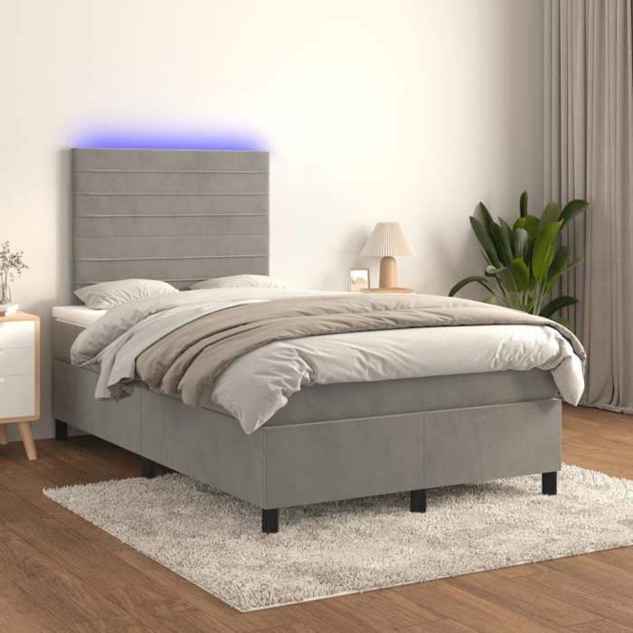 Maison Exclusive - Sommier à lattes de lit avec matelas LED Gris clair 120x200 cm