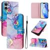 For iPhone 16 Plus Case Pattern Printing Wallet Phone Cover with Strap