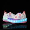 28-41 детская спортивная обувь с подсветкой, натирающая обувь, зарядка и разборка, скользящая обувь с двумя колесами, детские светящиеся кроссовки со светодиодной подсветкой