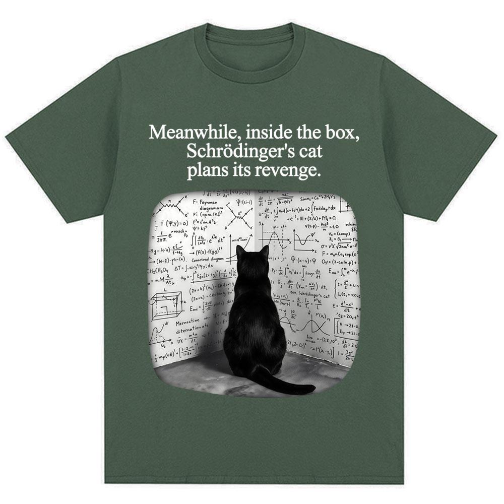 Schrodinger Cat Funny Physics Science Graphic T Shirts Unisex Unisex Vintage Fashion Short Sleeve Oversized Cotton Casual TShirts