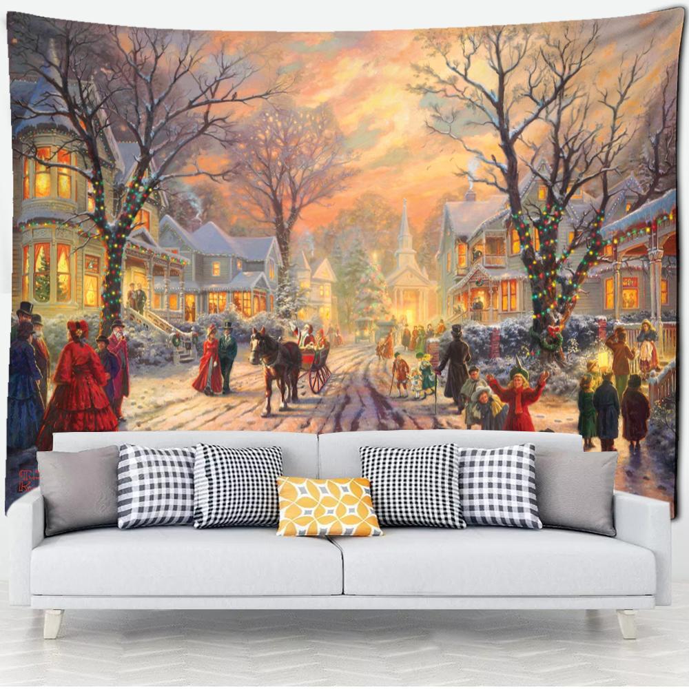 Лесная хижина гобелен настенная картина маслом фон ткань печать психоделическое колдовство богемный декор