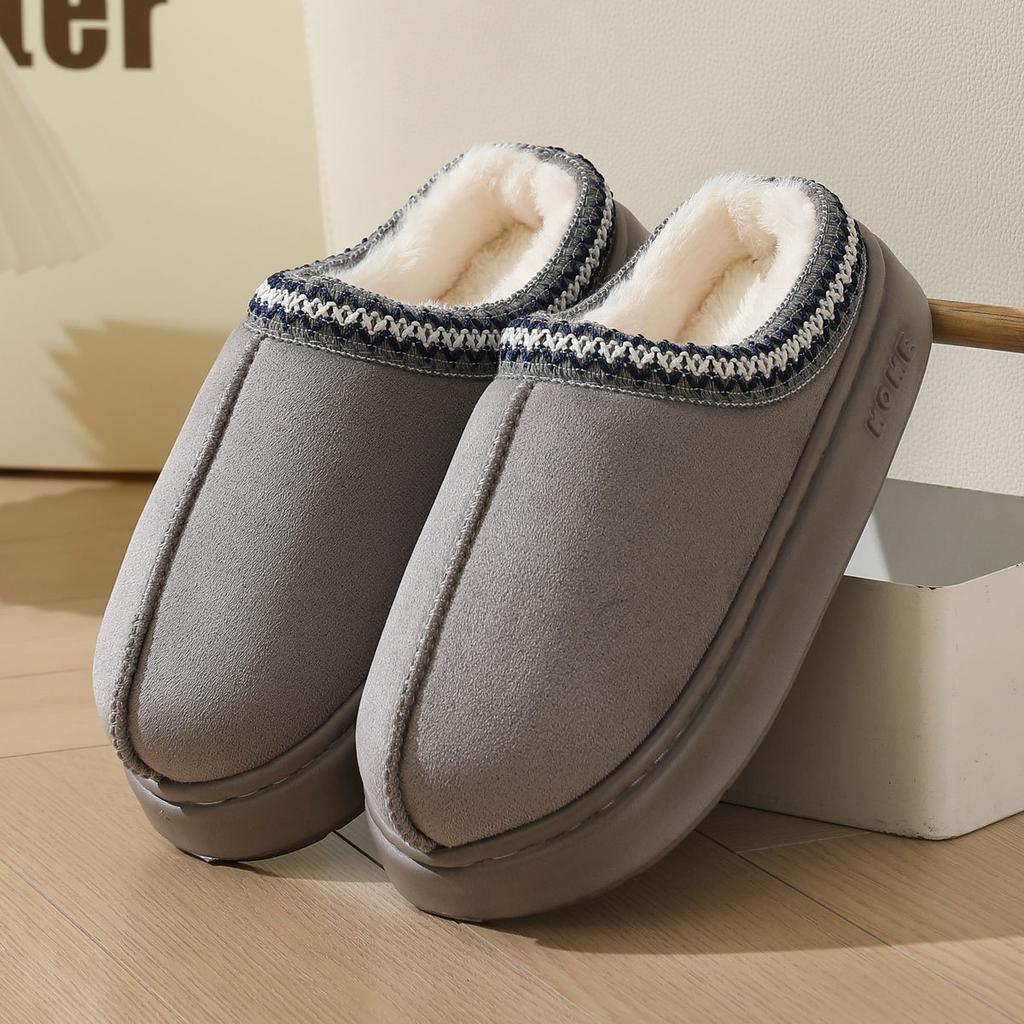 Fashion Autumn Winter 2025 Warm Fluffy Woman Slippers Soft Bottom Thick Plush Women Casual Platform House Indoor Cotton Shoes Slides