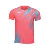 Li Ning Gradient Logo Round Neck Pullover Badminton Shirt Unisex Tops Fluorescent-Camellia-Red AAYU149-3