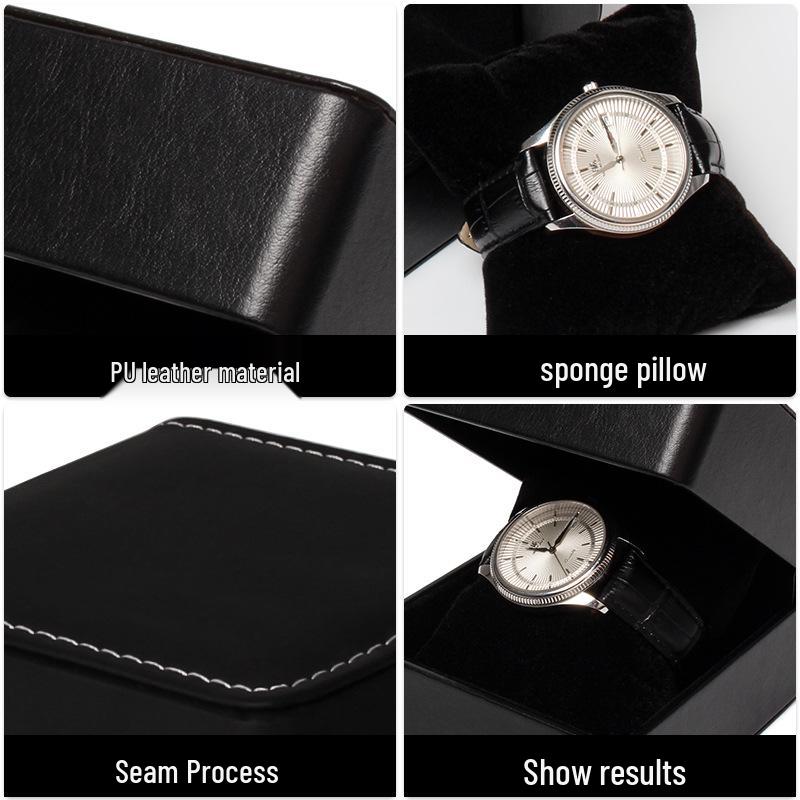 Зеленая шкатулка для часов и украшений из ПУ кожи с закругленными углами