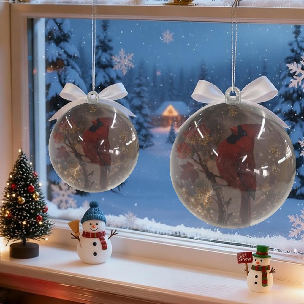 Christmas Clear Ball Ornaments Natures Birds Crystals Glass Set Hanging For Decor Set Xmas Tree Holiday Party Home Decoration Ea