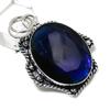 London Blue Topaz Gemstone Handmade 925 Sterling Silver Gift Pendant 1.97" G1Q10