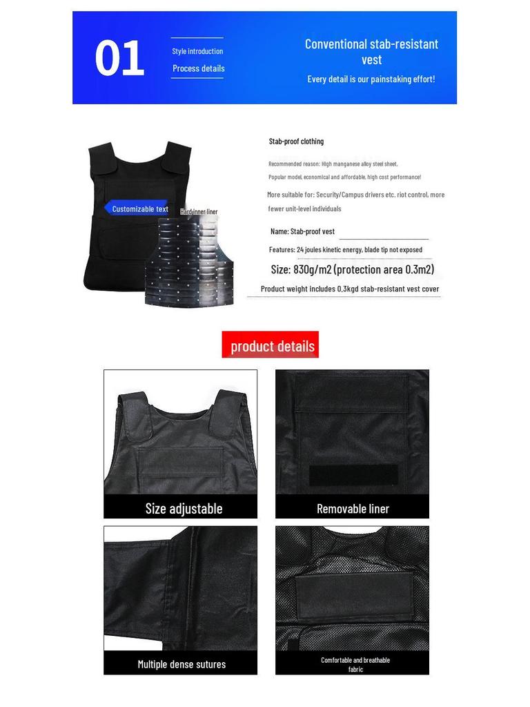 Высококачественный тактический жилет с защитой от ударов ножом для охранников - Защита от порезов