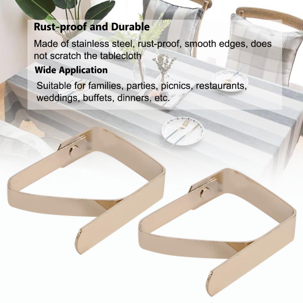 4 PCS Stainless Steel Tablecloth Clips Gold Table Cover Holders Home Kitchen
