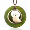 Unisex Bohemia Handmade Velvet Chain Bird Pendant Wooden Necklace