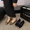 Women Low Heels One Kick Leopard Print Metal Decorative Toe Wear-resistant Rubber Sole Comfortable and Breathable Zapatos Mujer