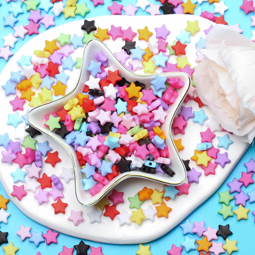 Star Shape DIY Candy Color Jewelry Accessories 200PCS 9mm Acrylic Loose Beads Spacer Findings Tools