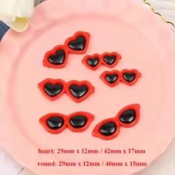 Bag of 100 Round Summer Heart Sunglass Flat Back Resin Cabochons DIY Craft for Souvenirs Artificial Style