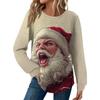 Женская Мода Повседневный Свободный Топ с Круглым Вырезом и Длинным Рукавом с Рождественским Принтом