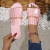 Large Size Versatile Open-toe One-Word Slippers Flat Women's Sandals Stone Pattern Fashion Beach Slippers