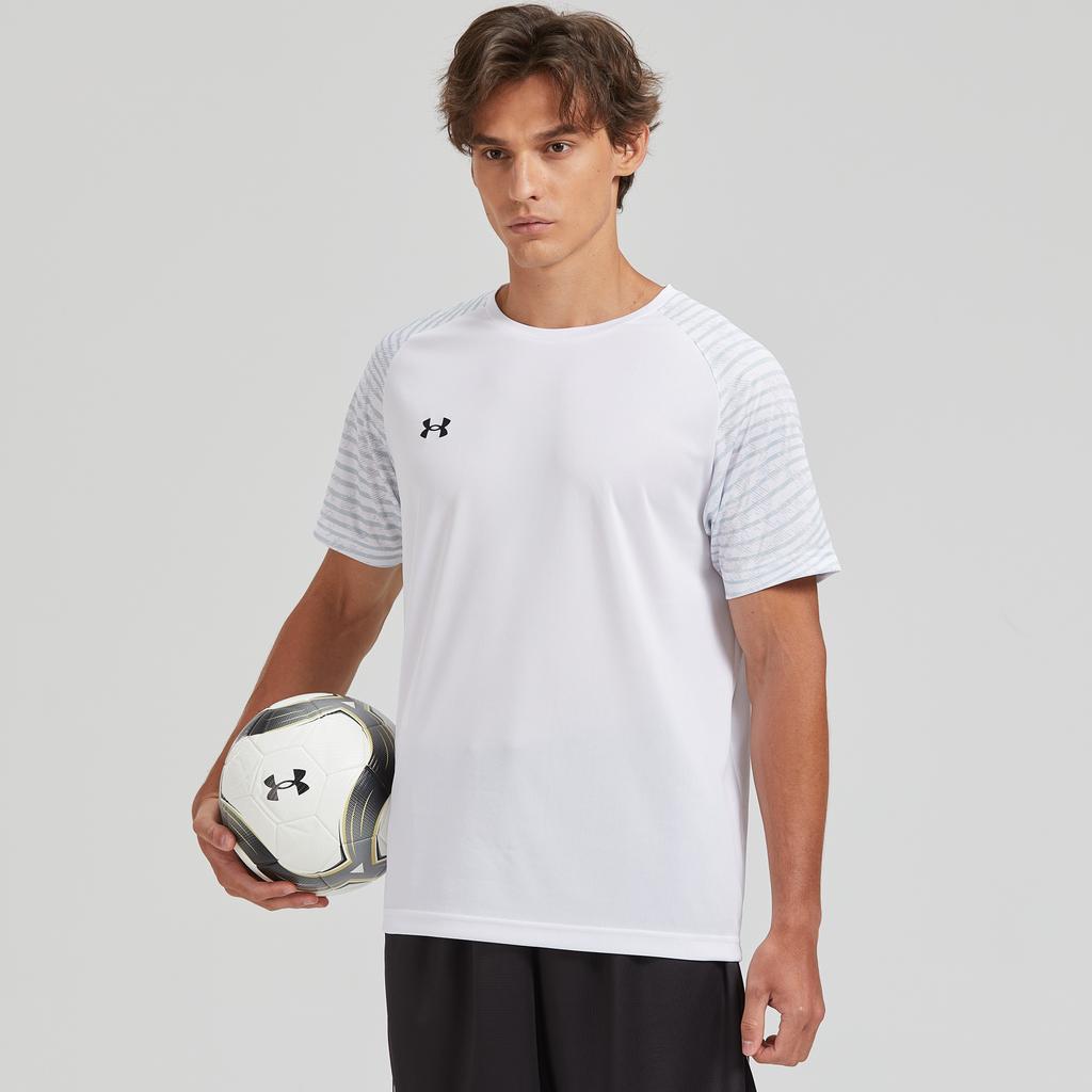 Under Armour Color Block Logo Print Sports Fitness Running Cycling American Vintage Short Sleeve T-Shirt Unisex Tops White 24500509-100