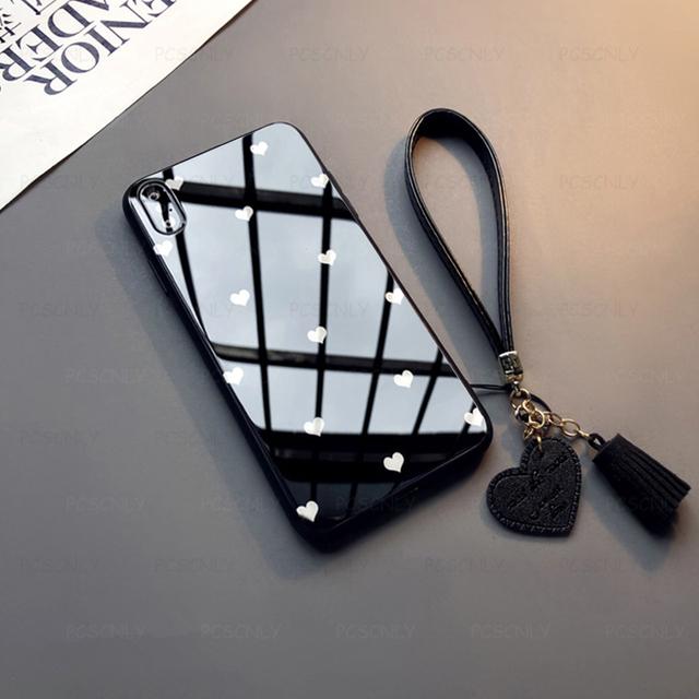 Love Heart Hard Glass Phone Case for Infinix Note 10 11 Pro 11s 12 G96 G88 Hot 12 Play 12i 11 11s Soft Frame Protection Cover with Tassel Lanyard