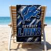 Custom Name Beach Towel Lions Team Beach Towel, Soft Microfiber, Gift for Her/Him, Birthday, for Pool, Beach, Travel, Fan gifts