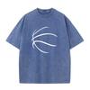 Fashion Washed T Shirt Basketball Printed T-shirts Cool Loose Personality Plus Size Round Neck Bleach T Shirt Men