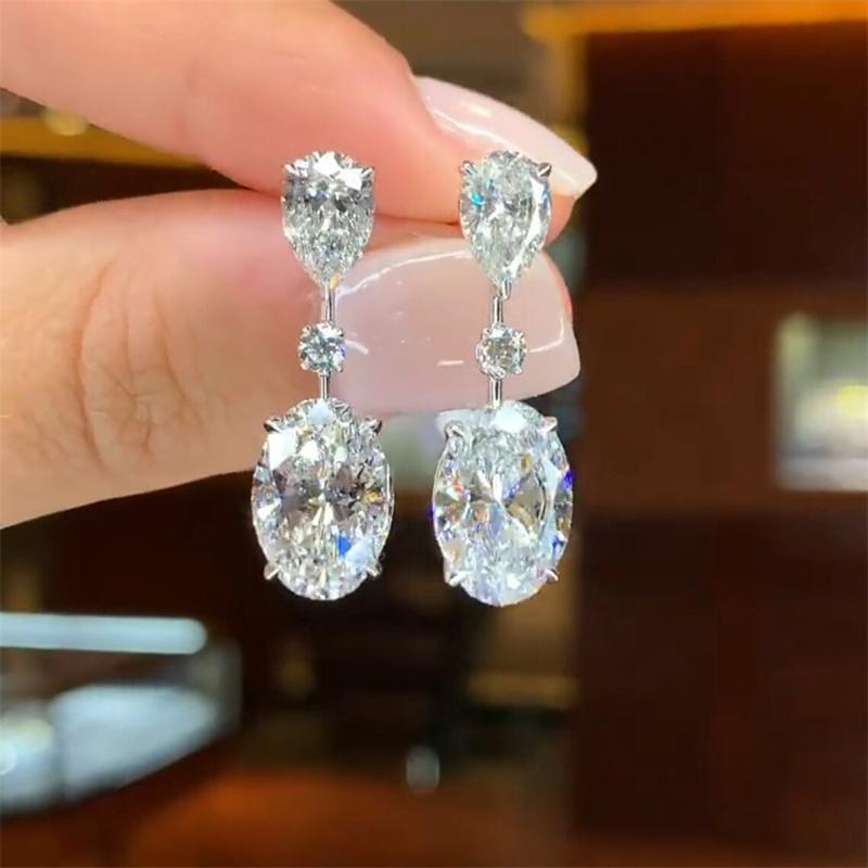 Huitan Dainty Drop Earrings with Geometric Crystal CZ Color Daily Wear Temperament Accessories for Women Fashion Jewelry