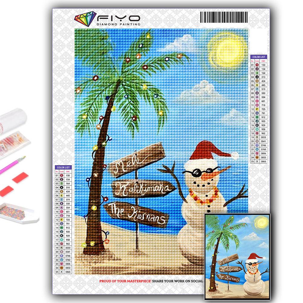 Алмазная картина Рождественская елка Санта-Снеговик Вышивка крестом Стразы Домашний декор
