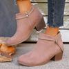 Chunky Western Boots for Women Retro Pointed Toe Thick Heeled Ankle Boots Woman Autumn Winter PU Leather Booties