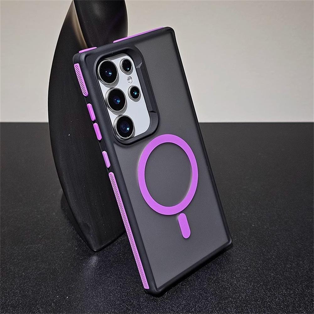Luxury Thin Matte PC For Magsafe Magnetic Phone Case For Samsung Galaxy S25 S23 S24 Plus S22 Ultra Wireless Charge Protect Cover