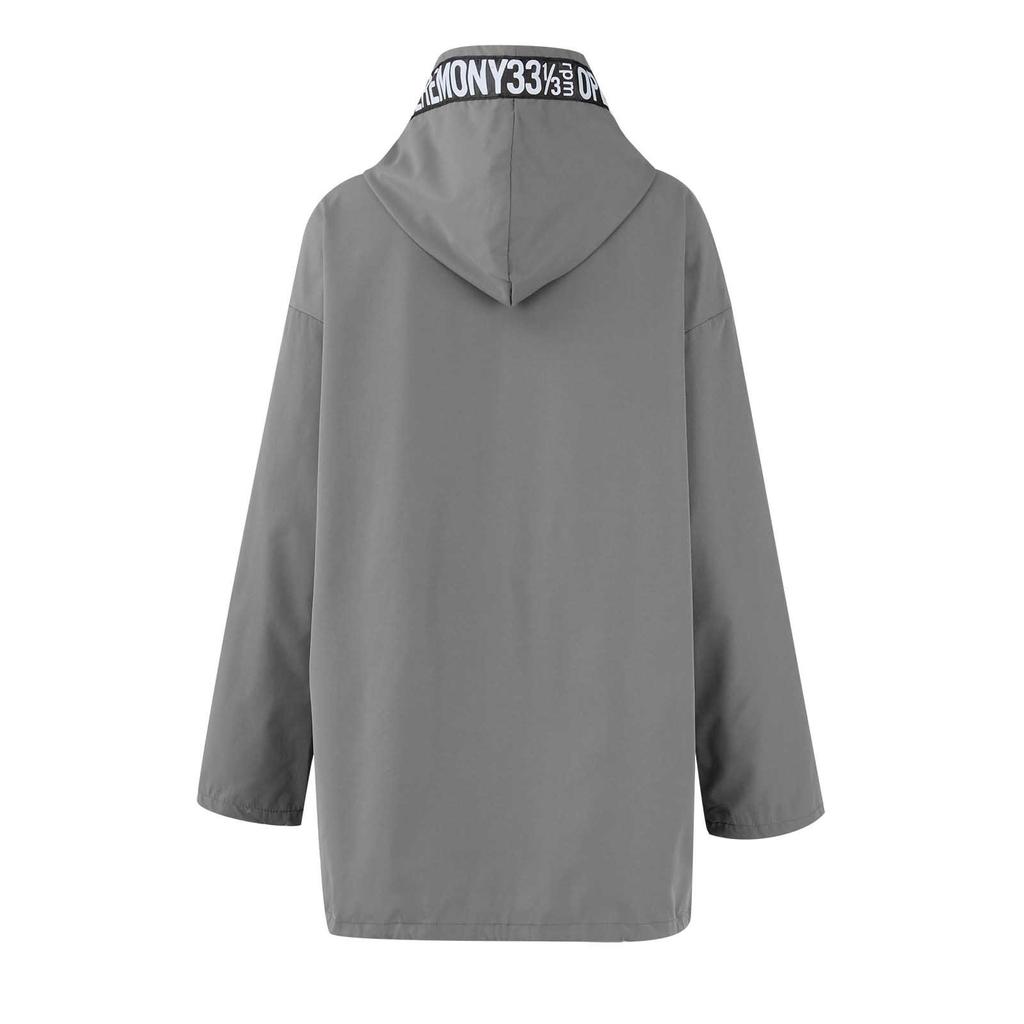 Женская однотонная свободная повседневная ветровка из ткани Макинтош с капюшоном, темпераментная куртка