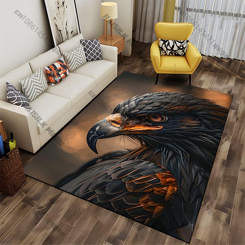 Majestic powerful bird intense gaze carpet Yoga living room room decor children's crawling mat doormat area rug games mat