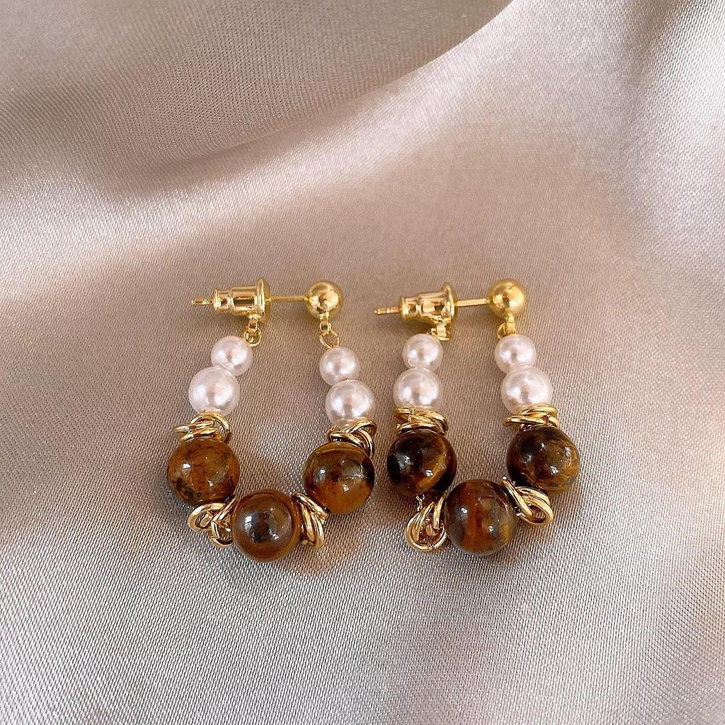 Серьги-пусеты «Тигровый глаз» в стиле Y2K: Роскошная, Элегантная, Универсальная Мода