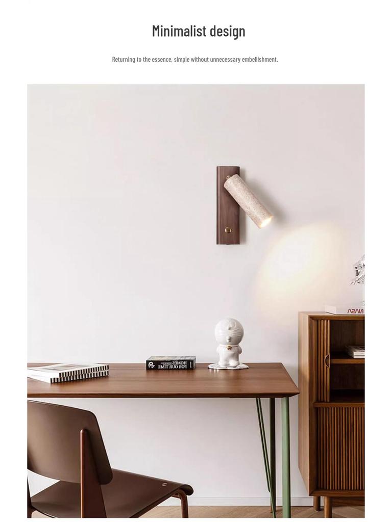 Желтый травертиновый настенный светильник в стиле ваби-саби для спальни, внутреннего двора или балкона - Водонепроницаемый уличный светильник.