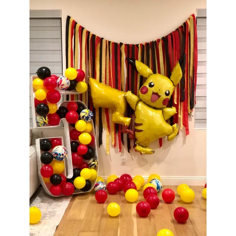 132cm Giant Pikachu Foil Balloon, Pokemon Theme Birthday Party Decoration Large Balloon for Kids Party Supplies