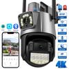 New EU 8MP PTZ WiFi Camera with Dual Screen Color Night Vision Outdoor Auto Tracking Security IP Camera CCTV Surveillance Camera ICSEE App