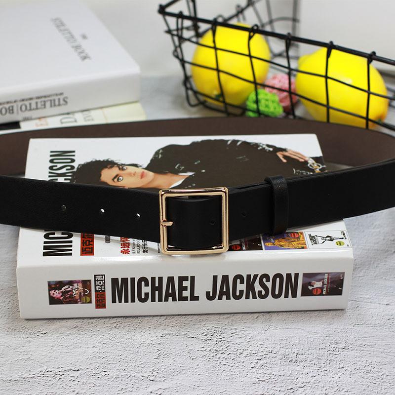 Simple Solid Color Metal Square Buckle Decoration Women Casual Wide Belt For Everyday