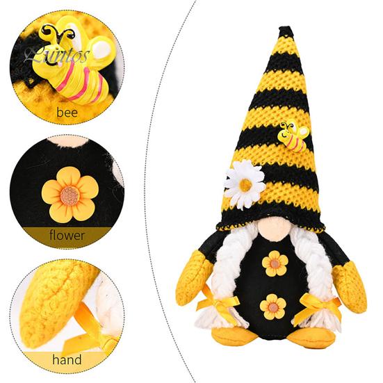 Удачи гном орнамент пчелиный день тематический декор подсолнечника плюшевая кукла фигурка гнома центральная часть праздничное украшение пчелы для вечеринки