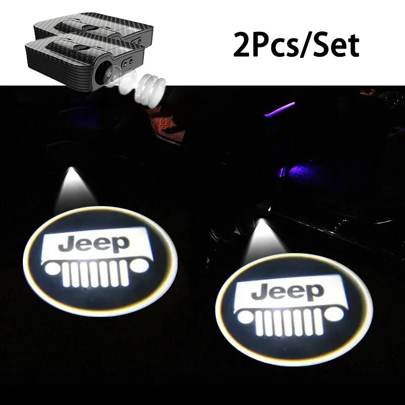 For Jeep Jeep Car Door Wireless Welcome Light LED HD Projector Lamp Decoration For Jeep Renegade Compass Grand Cherokee Wran