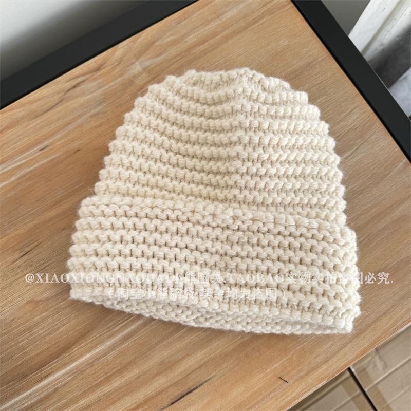 2024 осень-зима легкая вязаная шапка, толстая шерсть, маленькое лицо, повседневная универсальная теплая защита для ушей, однотонная шерстяная шапка