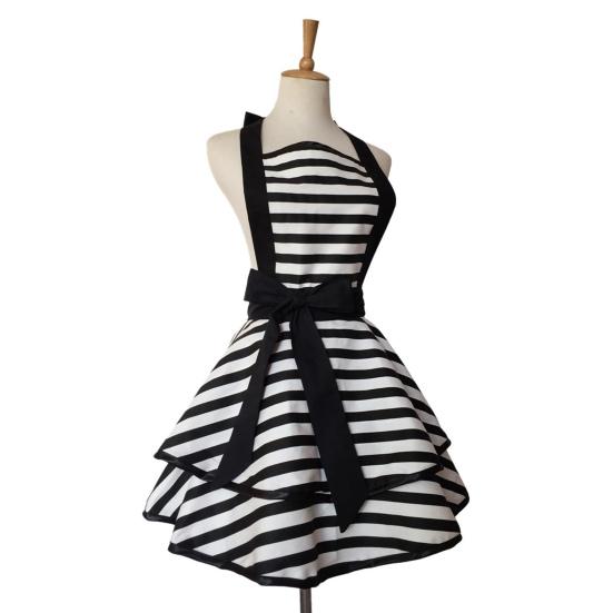 Винтажный фартук для женщин, кухни, приготовления пищи, выпечки, барбекю, гриля, полоски, закрывающие грудь до колена