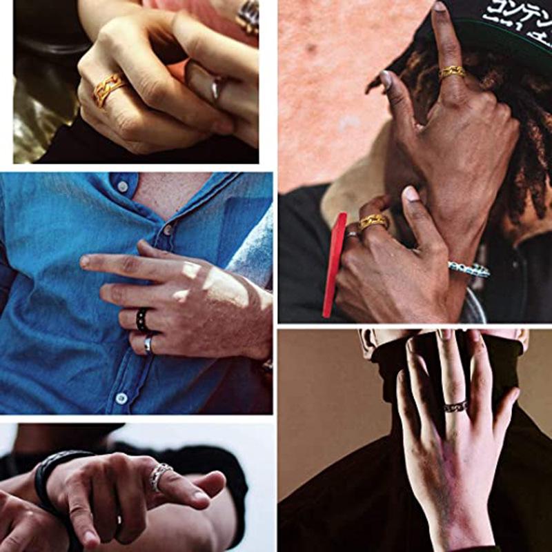 Кольцо-цепочка из титановой стали «Звездная ночь»: Трендовые минималистичные украшения в стиле хип-хоп