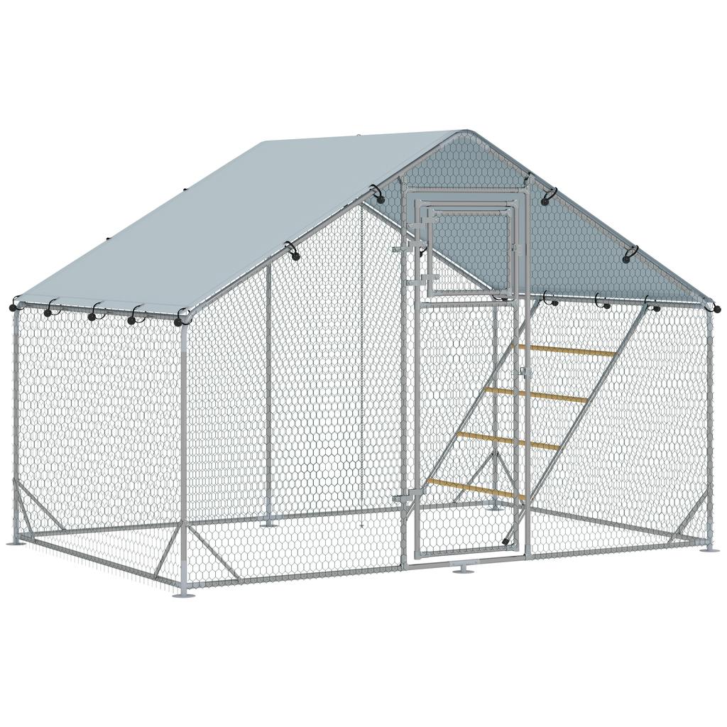 Walk In Chicken Run W Cover Feeding Door Hanging Feeder Perch For 6 8 Poultry