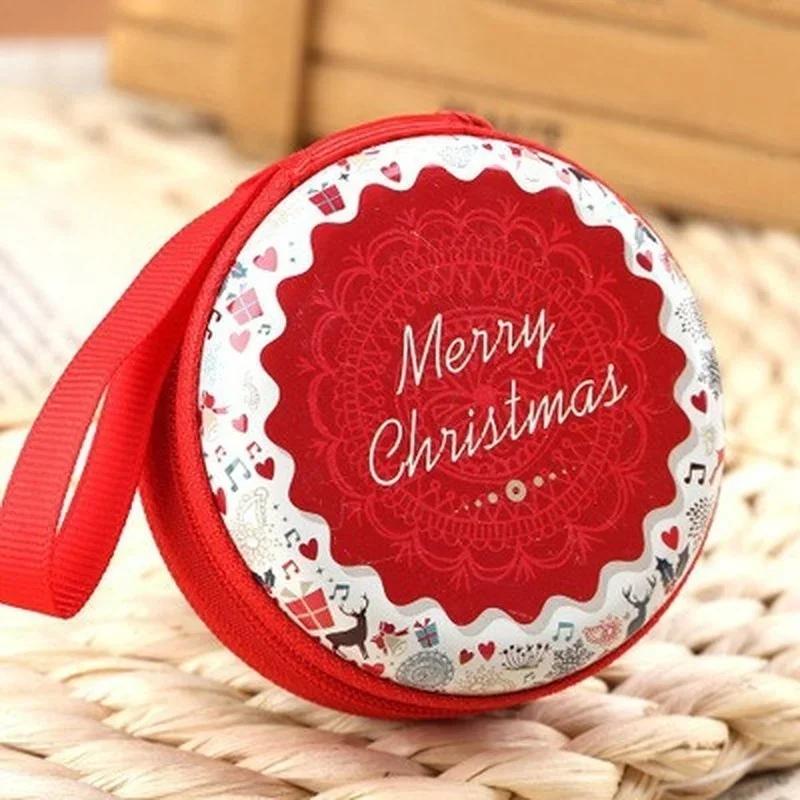 Random Color Creative Christmas Gift Box Coin Purse Cute Portable Iron Cash Box Xmas Gift Case with Zipper
