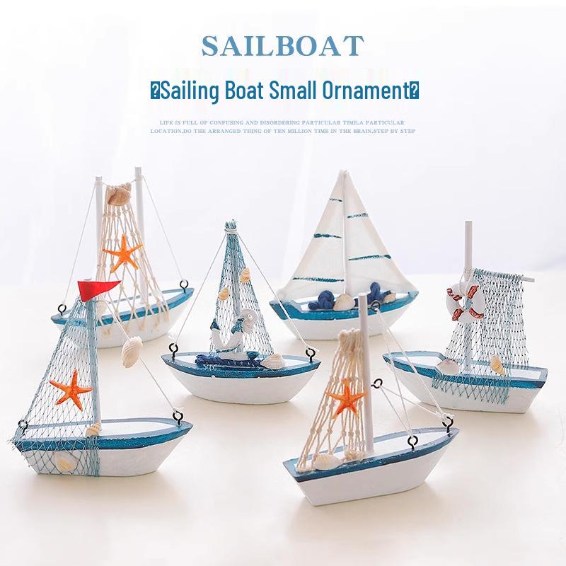 Solid Wood Sailboat Ornaments: Mediterranean Table Decorations & Creative Photography Props