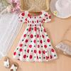 Girls Fashion Cute Flower Dress Summer Kids Casual Sweet Pretty Short Sleeve Princess Dress