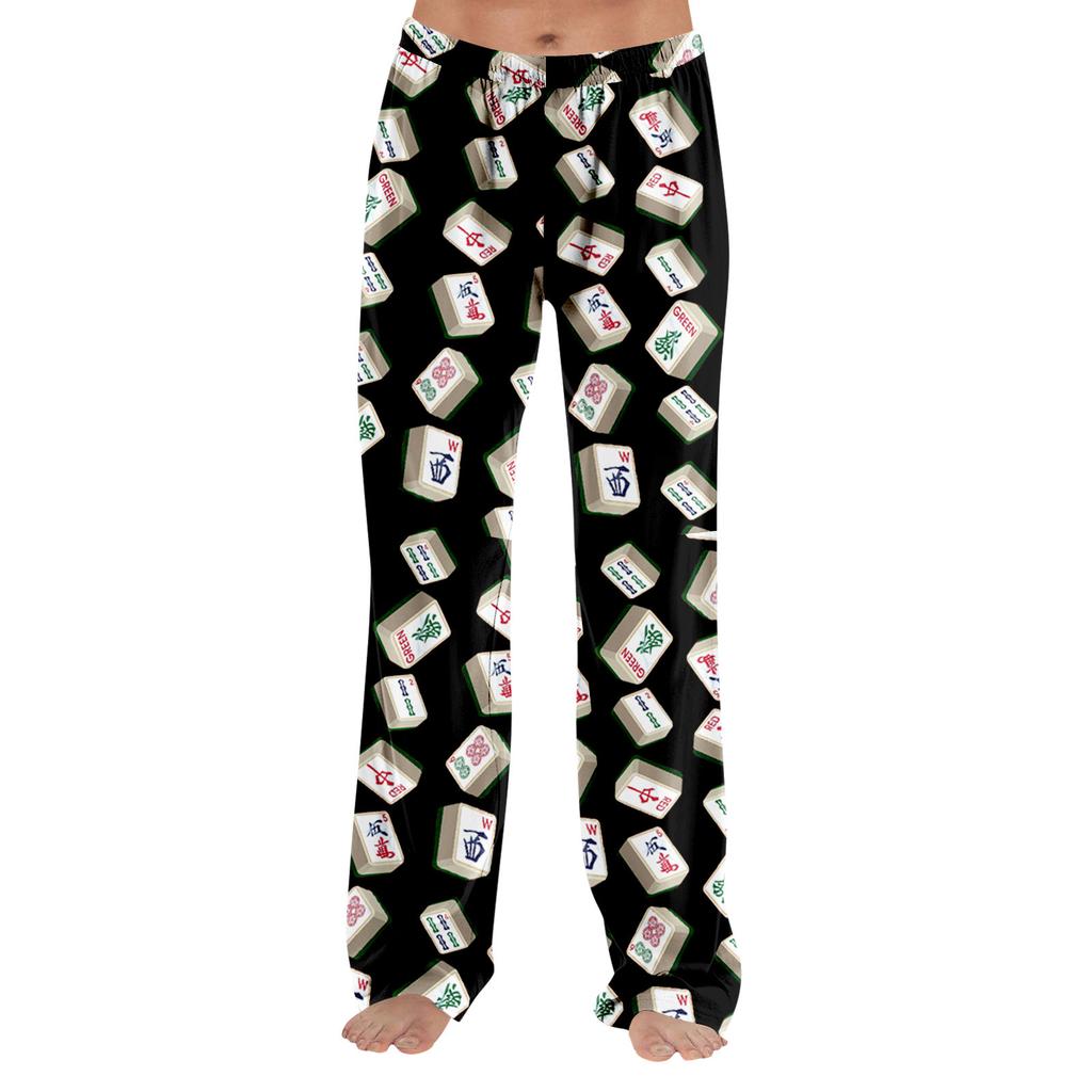 Adult Pajama Pants Sleepwear Casual Drawstring Elastic Waist Pants Comfortable Straight Yoga Loose Trousers